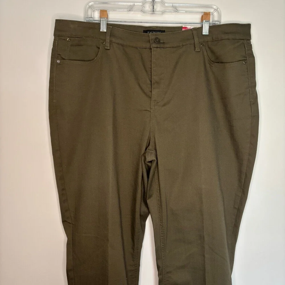 TALBOTS NEW Flawless Five-Pocket Straight Jean Plus 20 Green Stretch Slimming